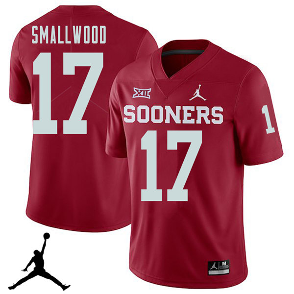 Jordan Brand Men #17 Jordan Smallwood Oklahoma Sooners 2018 College Football Jerseys Sale-Crimson